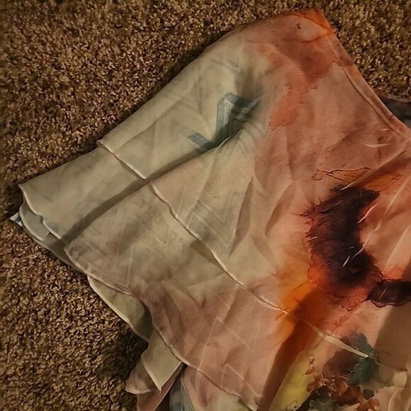 XXL French Bazaar Top Front Floral Multicolor Layers of Ruffles Lined - Picture 2 of 7